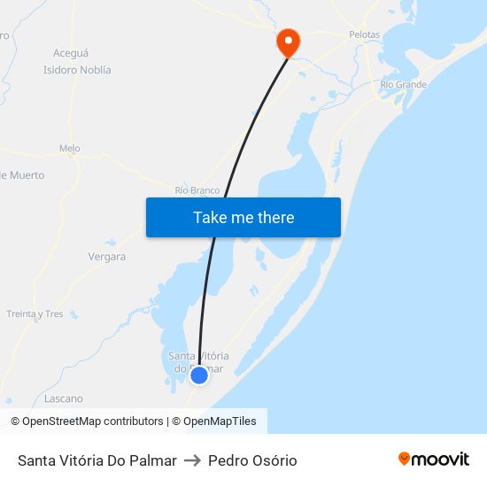 Santa Vitória Do Palmar to Pedro Osório map