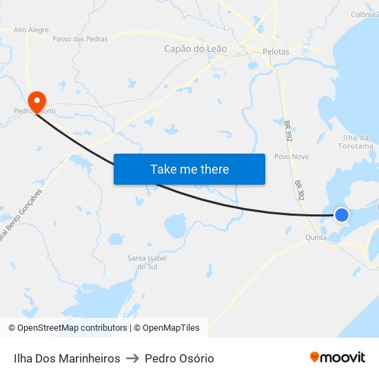 Ilha Dos Marinheiros to Pedro Osório map
