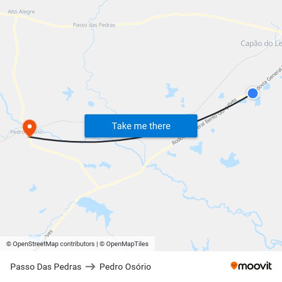 Passo Das Pedras to Pedro Osório map