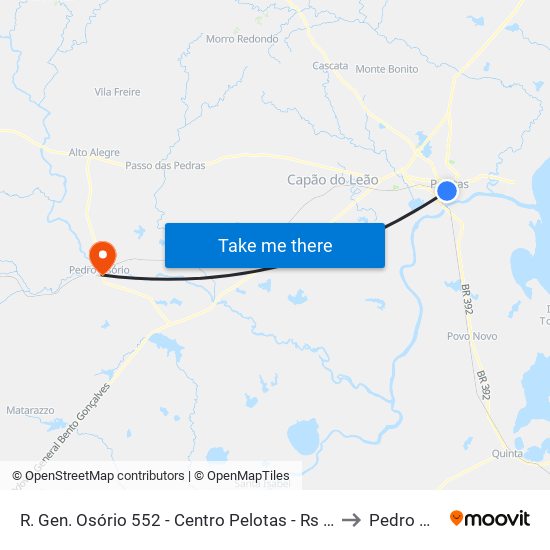 R. Gen. Osório 552 - Centro Pelotas - Rs 96020-000 Brasil to Pedro Osório map