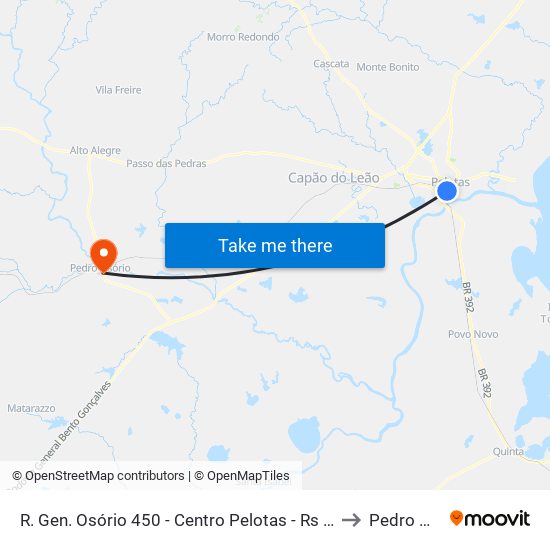 R. Gen. Osório 450 - Centro Pelotas - Rs 96020-000 Brasil to Pedro Osório map