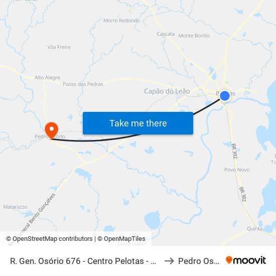 R. Gen. Osório 676 - Centro Pelotas - Rs Brasil to Pedro Osório map