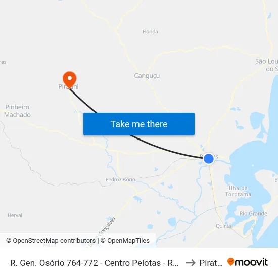 R. Gen. Osório 764-772 - Centro Pelotas - Rs Brasil to Piratini map