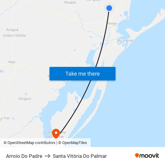 Arroio Do Padre to Santa Vitória Do Palmar map