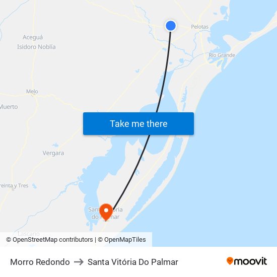 Morro Redondo to Santa Vitória Do Palmar map