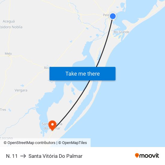 N. 11 to Santa Vitória Do Palmar map