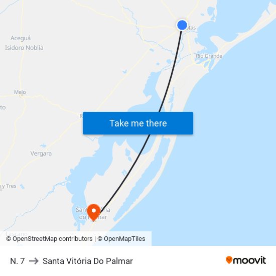 N. 7 to Santa Vitória Do Palmar map