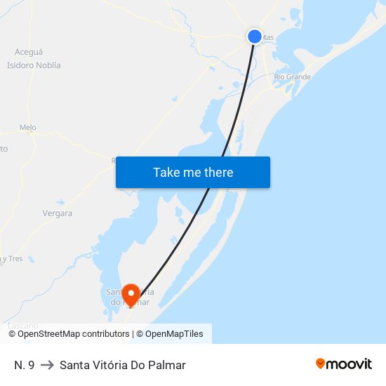 N. 9 to Santa Vitória Do Palmar map