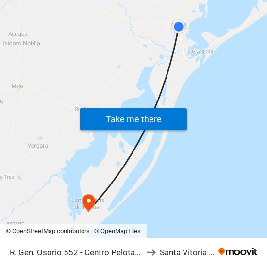 R. Gen. Osório 552 - Centro Pelotas - Rs 96020-000 Brasil to Santa Vitória Do Palmar map