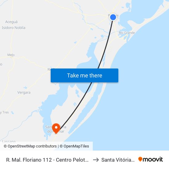 R. Mal. Floriano 112 - Centro Pelotas - Rs 96015-440 Brasil to Santa Vitória Do Palmar map