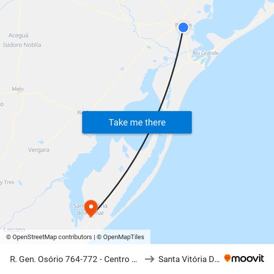 R. Gen. Osório 764-772 - Centro Pelotas - Rs Brasil to Santa Vitória Do Palmar map
