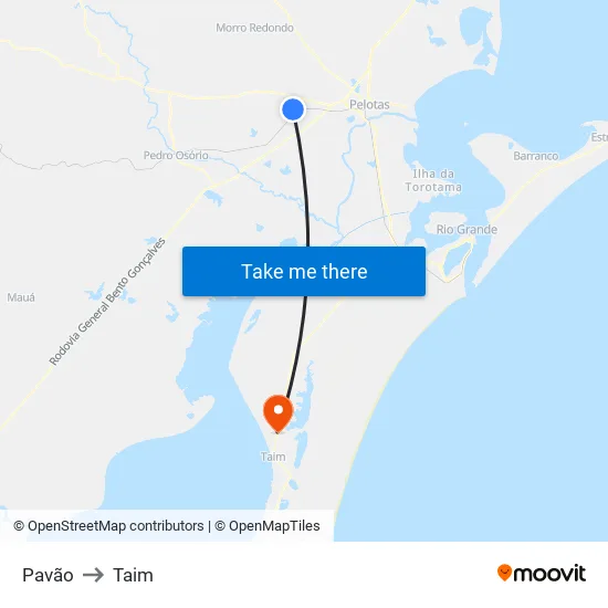 Pavão to Taim map