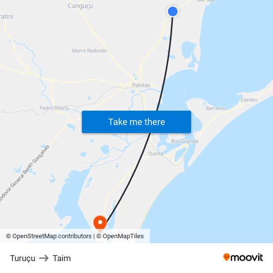 Turuçu to Taim map