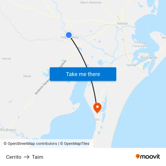 Cerrito to Taim map