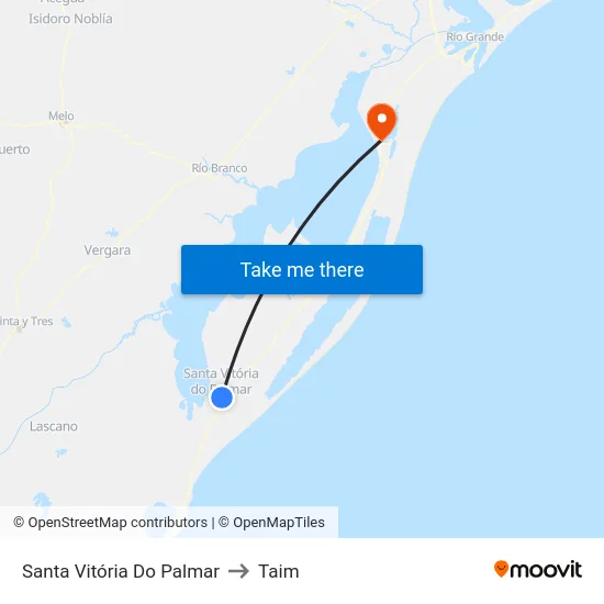 Santa Vitória Do Palmar to Taim map