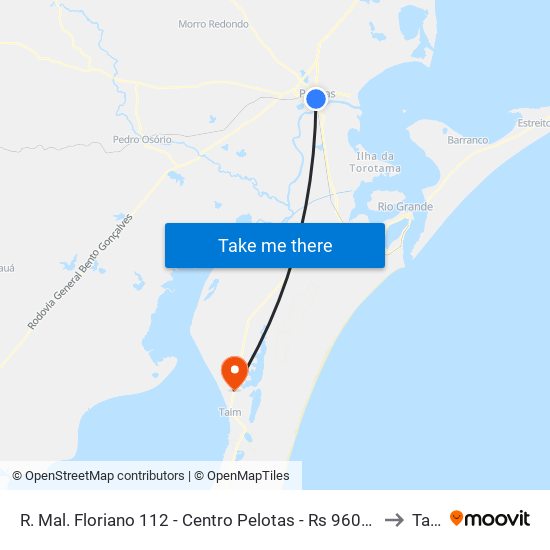 R. Mal. Floriano 112 - Centro Pelotas - Rs 96015-440 Brasil to Taim map