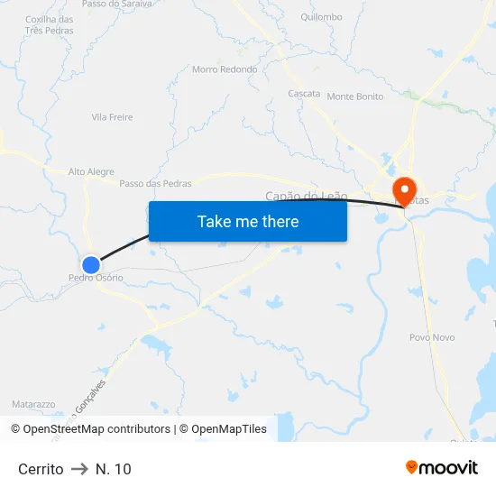 Cerrito to N. 10 map