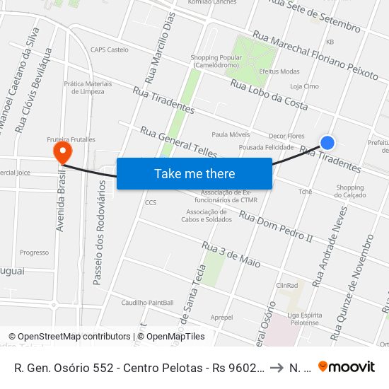 R. Gen. Osório 552 - Centro Pelotas - Rs 96020-000 Brasil to N. 10 map