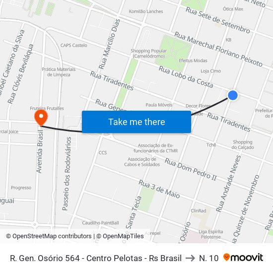 R. Gen. Osório 564 - Centro Pelotas - Rs Brasil to N. 10 map