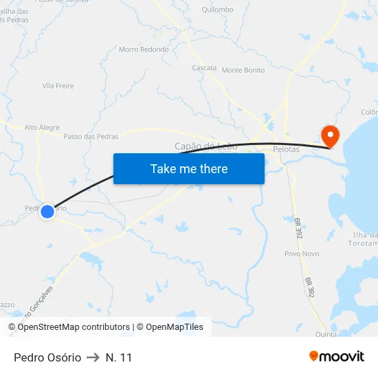 Pedro Osório to N. 11 map