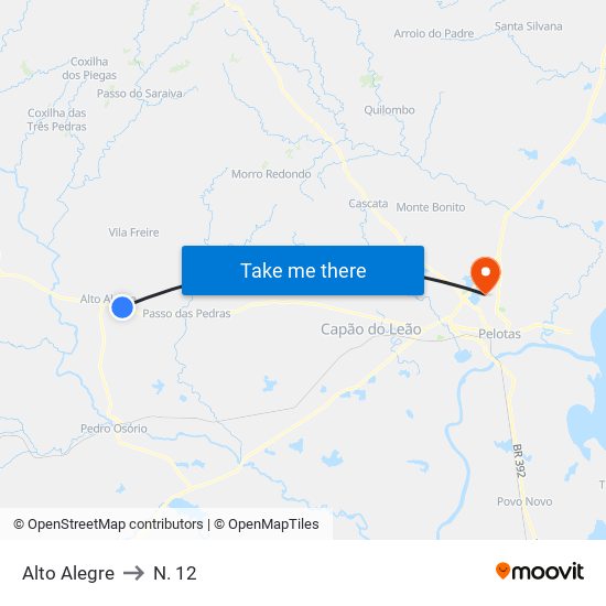 Alto Alegre to N. 12 map