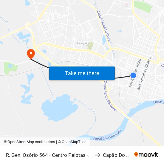 R. Gen. Osório 564 - Centro Pelotas - Rs Brasil to Capão Do Leão map