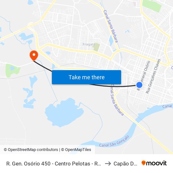 R. Gen. Osório 450 - Centro Pelotas - Rs 96020-000 Brasil to Capão Do Leão map