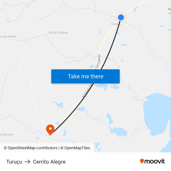 Turuçu to Cerrito Alegre map