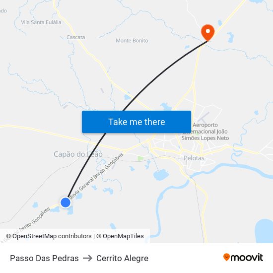 Passo Das Pedras to Cerrito Alegre map