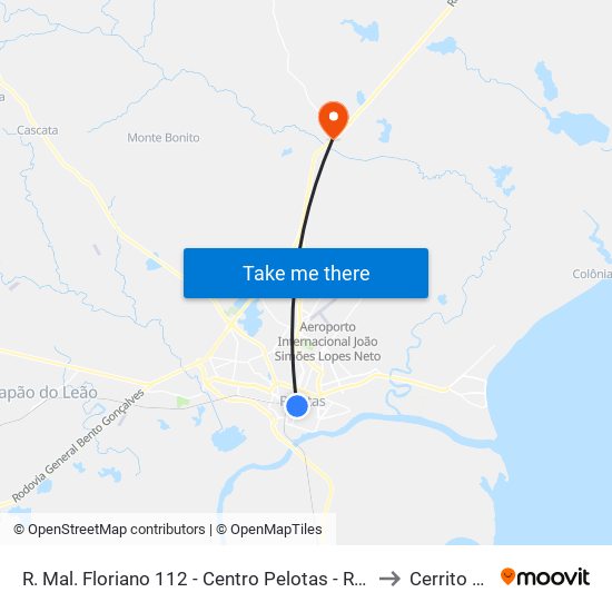 R. Mal. Floriano 112 - Centro Pelotas - Rs 96015-440 Brasil to Cerrito Alegre map