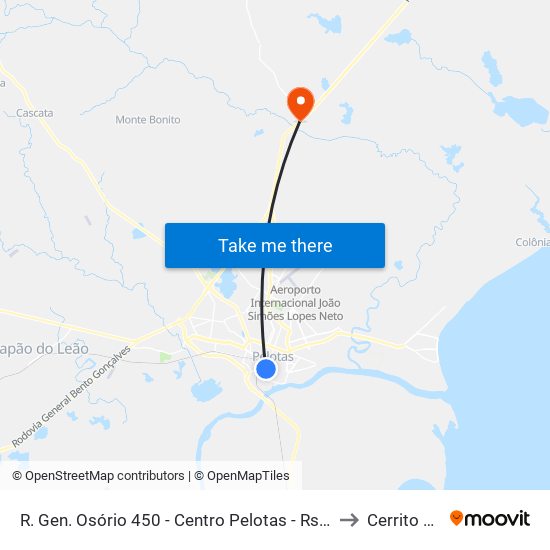 R. Gen. Osório 450 - Centro Pelotas - Rs 96020-000 Brasil to Cerrito Alegre map