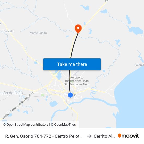 R. Gen. Osório 764-772 - Centro Pelotas - Rs Brasil to Cerrito Alegre map