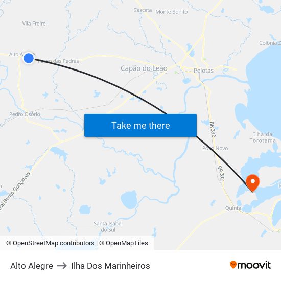 Alto Alegre to Ilha Dos Marinheiros map