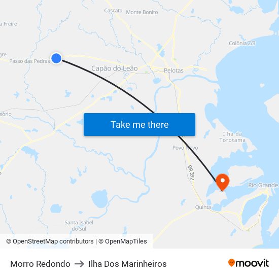 Morro Redondo to Ilha Dos Marinheiros map