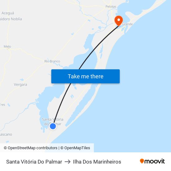 Santa Vitória Do Palmar to Ilha Dos Marinheiros map