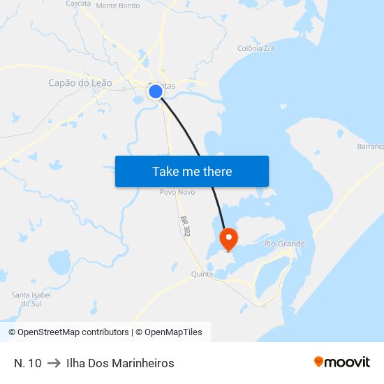 N. 10 to Ilha Dos Marinheiros map