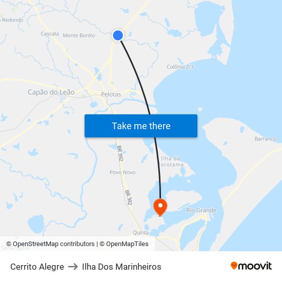 Cerrito Alegre to Ilha Dos Marinheiros map