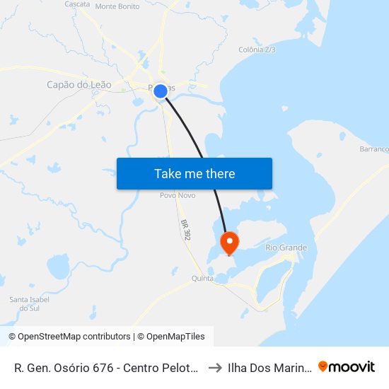 R. Gen. Osório 676 - Centro Pelotas - Rs Brasil to Ilha Dos Marinheiros map