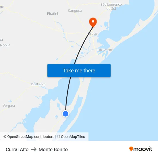 Curral Alto to Monte Bonito map