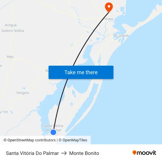 Santa Vitória Do Palmar to Monte Bonito map