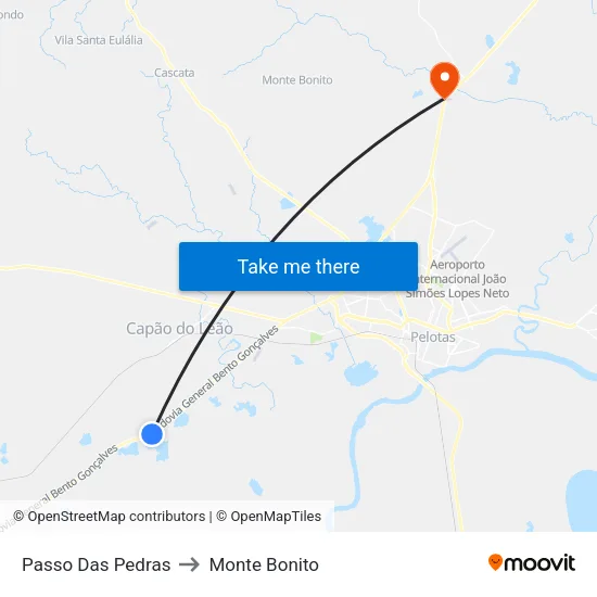 Passo Das Pedras to Monte Bonito map