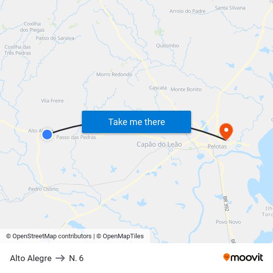 Alto Alegre to N. 6 map