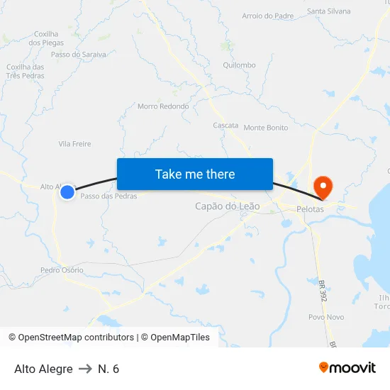Alto Alegre to N. 6 map