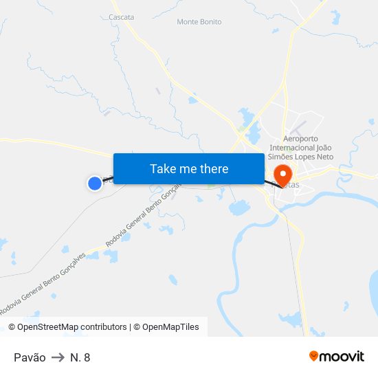 Pavão to N. 8 map
