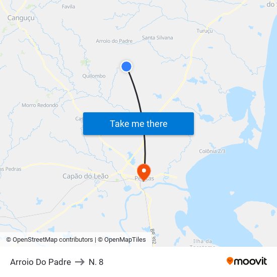 Arroio Do Padre to N. 8 map