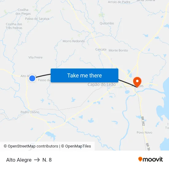 Alto Alegre to N. 8 map