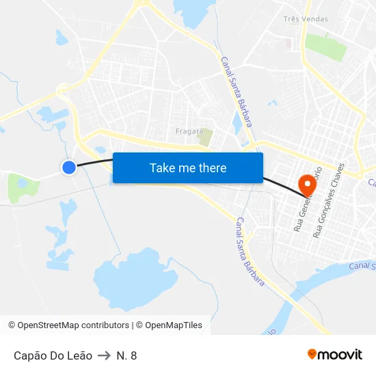Capão Do Leão to N. 8 map