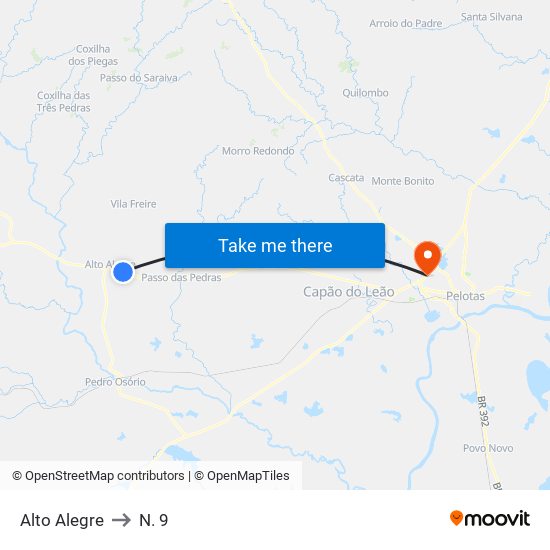 Alto Alegre to N. 9 map