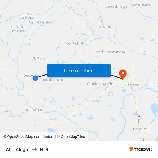 Alto Alegre to N. 9 map