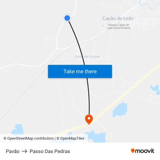 Pavão to Passo Das Pedras map